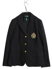 【お得なクーポン配布中!】 デッドストック 00s ローレン ラルフローレン テーラード ジャケット レディース L 新品 オールド ブレザー クッキー クレスト 紺ブレ 黒