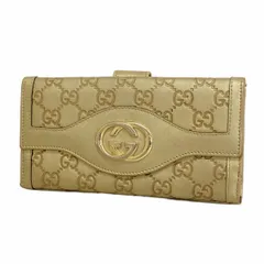 【6dc3917】グッチ 長財布 グッチシマ 282426 レザー ブラウン ゴールド金具【中古】レディース