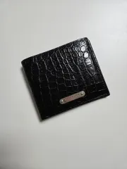 Saint Laurent サンローラン ブラック クロコ型押し 二つ折り財布