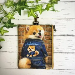 柴犬　フラットポーチ　ハンドメイド