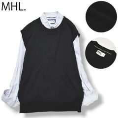 Lサイズ】MHL. コットンリネン ジップアップベスト ニットベスト 透け 