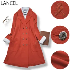 【極美品】  90s ランセル LANCEL 長袖 ダブルボタン ニット カーディガン ローブ 軽量 アウター コート ラグランスリーブ M オレンジ レディース 女性用 ♪のサムネイル