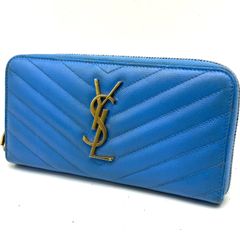 SAINT LAURENT 長財布 ラウンドファスナー ネイビー - メルカリ