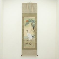 時代逸品！時代黒漆にモダン光琳鶴蒔絵の映える長方盆（検輪島塗お盆お