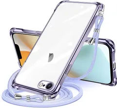 14C13 iPhone 16e / 17e 用クリアケース ストラップ付 パープル