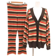 ユニクロ UNIQLO マルニ MARNI セットアップ ニット カーディガン パンツ ボーダー Vネック 長袖 茶色 ブラウン /SD