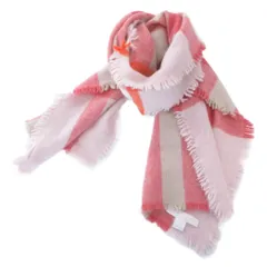 バーバリー チルドレン BURBERRY CHILDREN フリンジ マフラー ストール カシミヤ混 チェック柄 キッズ 130×32cm ピンク マルチカラー /UO ■IBO91