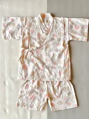 キッズ 甚平 100 女の子 ドット柄 夏祭り パジャマ 綿100%風 セットアップ