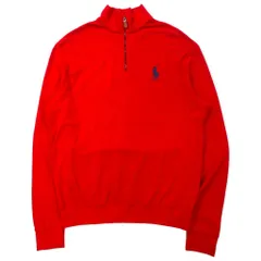 POLO GOLF RALPH LAUREN ハーフジップ スウェット M レッド コットン ポニー刺繍 ペルー製