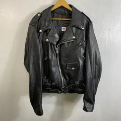 80s ORCHARD BRANDED GARMENTS USA製 ダブル ライダース ジャケット 革 レザー アウター パンク ブランデッドガーメンツ 古着 VINTAGE ビッグサイズ 42 ブラック 42D478