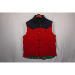 【良品】ポロ ラルフローレン 中綿ベスト XL 赤×紺 バイカラー チェック柄