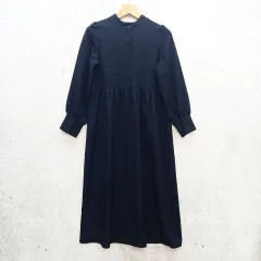 nano universe ナノユニバース ロングワンピース シャツワンピース ウエストギャザー フレアシルエット フェミニン ネイビー Fサイズ ◎_◇〇