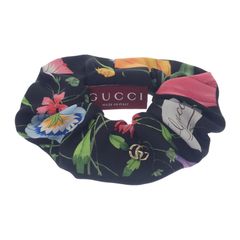 未使用級 GUCCI グッチ プリントツイル シュシュ GG シルク フローラ柄
