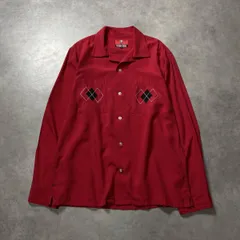 GQ5302◇CREAM SODA : アーガイルシャツ◇L◇レッド クリームソーダ ダイヤパッチ 長袖シャツのサムネイル