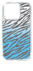 【新品未使用】iPhone14 Pro アイフォン14プロ クリア ハードケース ゼブラ柄（ブルーグラデーション）半透明透過 アニマル スマホケース スマホ 携帯ケース クリアケース
