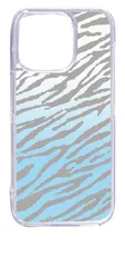 【新品未使用】iPhone15 Pro アイフォン15プロ クリア ハードケース ゼブラ柄（ブルーグラデーション）半透明透過 アニマル スマホケース スマホ 携帯ケース クリアケース