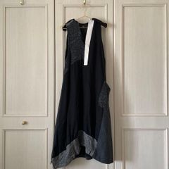 25SS 美品 m_mefu センソユニコ 異素材ミックスパッチワークドレス