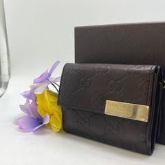 美品】グッチ シマ 三つ折り財布 パープル グレージュ - メルカリ