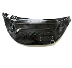 GUCCI　グッチ　シマ レザー　シェリー　ボディバッグ　ウエスト バッグ　GG柄　ブラック　エンボス　カーフレザー　メンズ　ビッグサイズ 大容量　黒