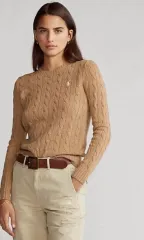 正規品 タグ付き新品 ポロ ラルフローレン ウィメンズ ケーブルニット キャメル L / ビッグ