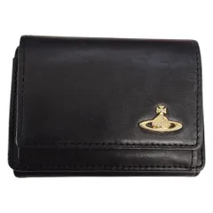 Vivienne Westeood ヴィヴィアンウエストウッド  三つ折り財布 ブラック レザー【中古品】A836RK