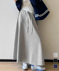 スウェットロングスカート レディース マキシスカート Aライン ウエストゴム 無地 フレアスカート 体型カバー リラックス カジュアル きれいめ 春秋冬