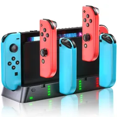 【特価セール】収納 ジョイコンの同時充電に対応 一体型 最大6台のスイッチ 充電スタンド LED指示ランプ付き ジョイコン用 有機EL 黒 Switch Switch ゲームキューブゲームソフト & Wenocally