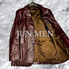 JUN MEN ジュンメン レザージャケット テーラードジャケット 牛革 本革 3B 総裏 センターベント バーガンディー サイズMのサムネイル