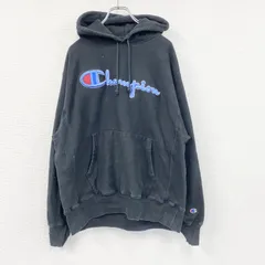 Champion　チャンピオン　リバースウィーブ　スウェットパーカー/フーディー　刺繍ロゴ　デカロゴ　現行　黒　ブラック　Lサイズ　古着