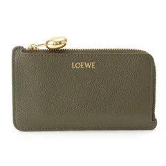 ロエベ ぺブル レザー フラグメント カードケース コイン 小銭入れ オリーブ系【中古】