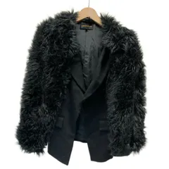 【中古】　COMME des GARCONS　テーラードジャケット　80s vintage　80年代　ウールジャケット　アウター　ファー　フェイクファー　無地　シングルボタン　フロントポケット　AD1989　日本製　ドメスティック　古着　/1156