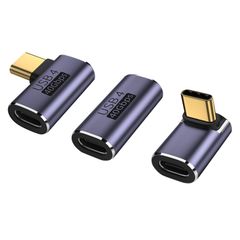 【在庫セール】曲げ3種類セット PD 100W/5A急速充電 90° 40Gbps高速データ転送 8K@60Hz映像出力 L字 左平 L型 タイプc type-c アダプター 90度 オス 変換 メス USB C C コネクター スリムデザイン Thunder