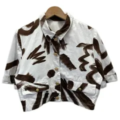 【中古】　i.s. ISSEY MIYAKE　サマージャケット　80s vintage　80年代　半袖　コットン　クロップド丈　ロールアップ　総柄　レギュラーカラー　PA31116　日本製　ドメスティック　古着　/1153のサムネイル