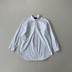 90s ラルフローレン ボタンダウンシャツ　ヤーマス　OXFORD　ポニー　刺繍ロゴ　17サイズ　ホワイト　Ralph Lauren T1389 A6