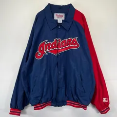 古着 スターター Starter ジャケット スナップボタン ブルゾン ビッグロゴ  MLB  スタジャン 2XL  ネイビー系 ツートン メンズのサムネイル