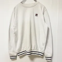 FILA　フィラ　スウェット/トレーナー　リブライン　刺繍ロゴ　ワンポイント　白　ホワイト　Lサイズ　古着