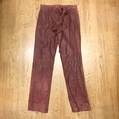 JUNMEN ジュンメン メンズM レザーパンツ ロングパンツ ボトムス 牛革 ヌバック素材 オイル加工 革パン 古着のサムネイル