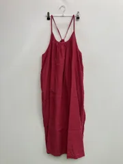 Samansa Mos2 サマンサモスモス ワンピース F レッド リネン・麻 無地 袖なし ロング・マキシ丈 フレア