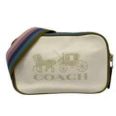 COACH(コーチ) ショルダーバッグ - 91082 白×ベージュ×マルチ レザー