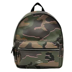 COACH(コーチ) リュックサック ワイルド カモフラージュ ミディアム チャーリー バックバッグ F31452 カーキ×ダークブラウン×マルチ