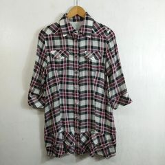 MissMe チェック柄 長袖ロング丈シャツ 刺繍装飾 - メルカリ