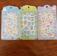 ３枚セット　nekoni エンボスステッカー　韓国　シール　くま　あざらし　うみのいきも