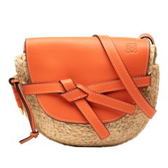 極美品 LOEWE ロエベ ゲート ラフィア レザー ショルダーバッグ