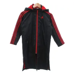 アディダス adidas ベンチコート 130 黒 ブラック フード付き ライン /NL ■ECF004
