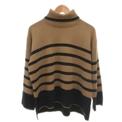 コムサイズム COMME CA ISM ニット セーター 9 茶色 ブラウン 黒 ブラック ボーダー柄 タートルネック 長袖 /YF ■ECF004