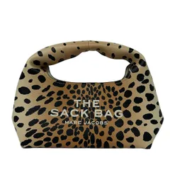 MARC JACOBS(マークジェイコブス) ハンドバッグ ザチーターレザーサックバッグミニ アイボリー×黒×ライトブラウン 豹柄 レザー