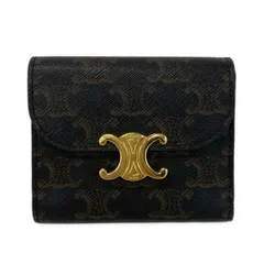 CELINE(セリーヌ) 3つ折り財布 スモールウォレット トリオンフ 黒×ベージュ