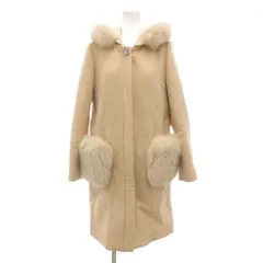 ミッシュマッシュ MISCH MASCH コート ウール 38 ベージュ フード付き  リアルファー /NL ■ECF003