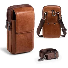 HUAZHIMAO携帯ポーチメンズ ベルト本革スマホケースホルダー携帯電話2台を収納可能ホルスターミニショルダーバッグスマホスマホケース腰につける軽量小型3way 斜め掛けボディバッグウエストバ 仕事用作業兼用iPhone/Samsung G 5f8d7284