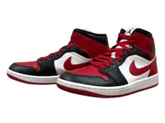 NIKE (ナイキ) WMNS AIR JORDAN 1 MID Bred Toe エアジョーダンワン スニーカー BQ6472-079 24.5cm US7.5 ブラック レッド ホワイト レディース/078